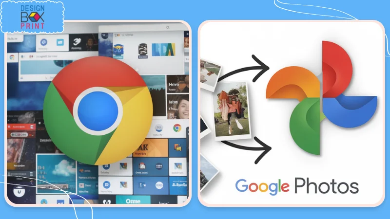 โลโก้ Google Chrome และ Google Photos สำหรับการจัดการรูปภาพผ่านระบบออนไลน์