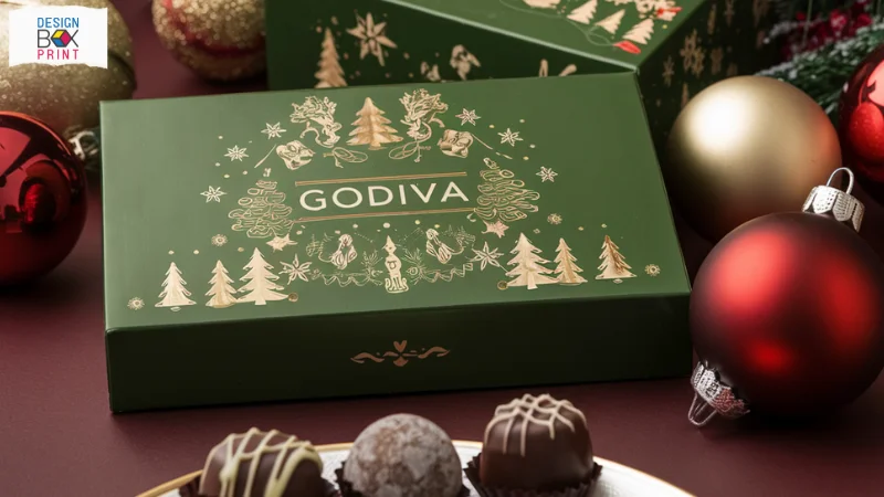 กล่องจั่วปัง Godiva สีเขียวตกแต่งลายคริสต์มาสสุดหรู บรรจุช็อกโกแลตพรีเมี่ยม พร้อมเพิ่มความประทับใจให้ทุกโอกาสพิเศษ